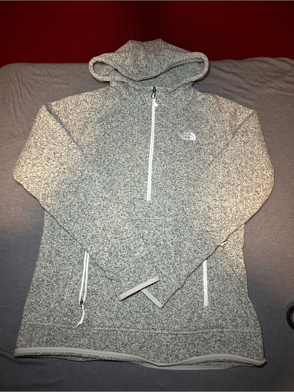 The North Face Men’s Heather Gray Half-Zip Hooded Sweater